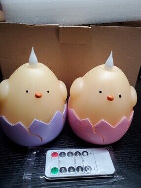 Cute Chick LED Candle Set in Pink and Lavender